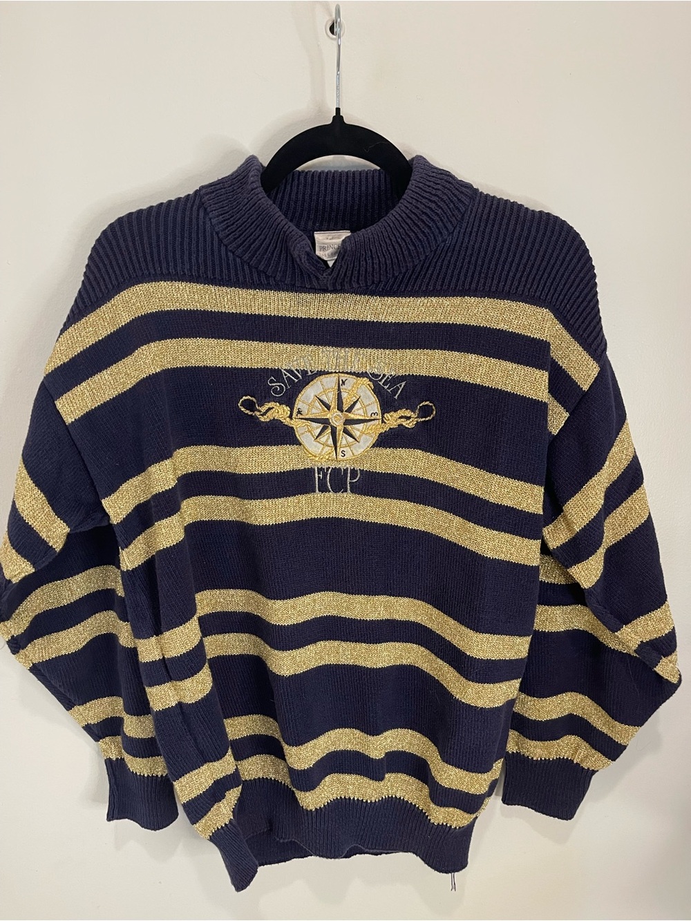 Princess cruises sweater - Striped Navy and Gold Compass Knit Sweater